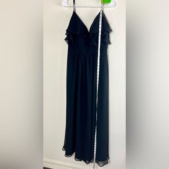 Morilee Madeline Gardner Black Chiffon Spaghetti Strap Dress - Picture 9 of 11